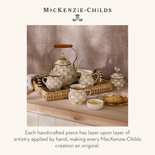 Image of MACKENZIE-CHILDS Tea Kettle, 2 Quarts, Brown-and-White Mocha Check