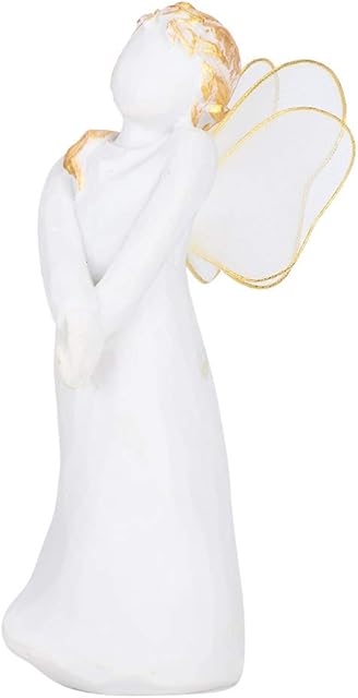 HERCHR Angel Figurine, White Angels Resin Garden Statue Beautiful Angel Cherub Wings Angel Sculpture Memorial Statue for Indoor Outdoor Home Garden Decoration, 5.3x2inch