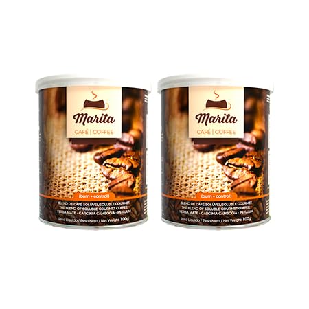 Café Marita Burn+Control Café Funcional para Control de Peso, Saciedad y Reducción de Hinchazón 100g rinde hasta 40 dosis, Pack (2, Unidad)