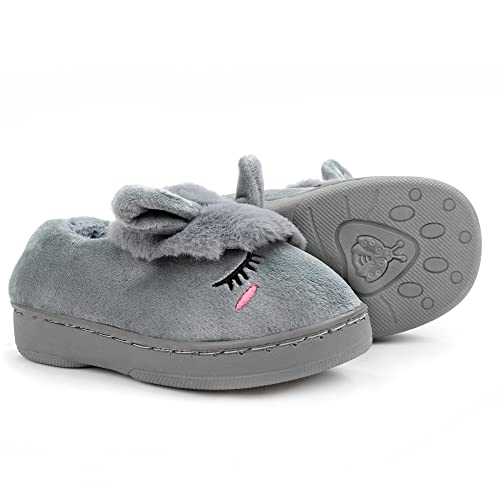 Pantufa De Casa Menino Menina Infantil Bebê Pelúcia Confortável (Br20-21（14cm）, Cinza)