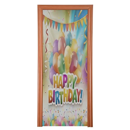 FLildon Balloons Birthday Door Cover Decoration, Party Accessory Porch Decor for Festive Ornament Room Door Covers 35 x 79 Inch