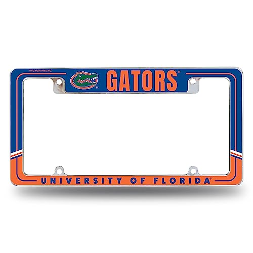 Rico Industries NCAA Florida Gators Two-Tone 12" x 6" Chrome All Over Automotive License Plate Frame for Car/Truck/SUV