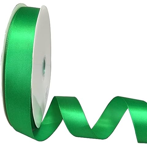 Warmadorn Green Satin Ribbon,1 Inch 100 Yards Craft Solid Fabric Ribbon for Gift Wrapping Floral Bouquets Wedding Birthday Party Decoration Cover