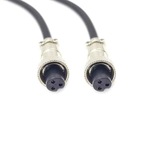 GX12 3-Pin Cable Double Female Head Aviation Cord Set, GX12 3 Pin Panel Mount Circular Metal Aviation Connector Cable Female to Female Adapter Cable (1 Metre/3.28 ft)