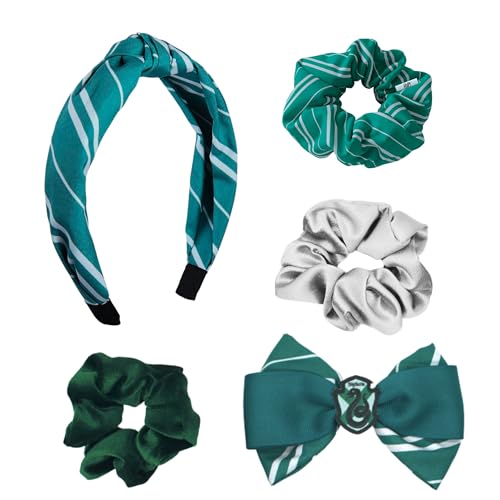 Harry Potter Accessori per Capelli per Ragazze, Design Serpeverde, Include Elastici Capelli, Fermaglio e Fascia per Capelli, Regalo di Hogwarts | Verde