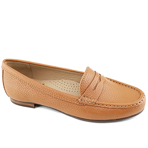 Image of Womens Casual Genuine Leather Comfortable Lightweight Driving Moaccasins Classic Fashion Penny Slip On Ladies Driving Loafer Flat Shoes