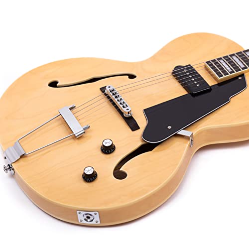 Redid Rzt-22 Thinline Electric Guitar Archtop Semi-Hollow Body With Single-Coil Pickup- Perfect For Rock, Blues, And Jazz Music (Natural) #TOP3