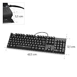 Hama Klawiatura mechaniczna (cicha klawiatura, podświetlana, klawiatura przewodowa, klawiatura mechaniczna, ergonomiczne klawiatura, klawiatura PC, klawiatura USB), czarno-antracytowa