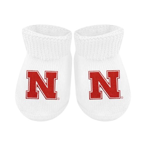 Baby Bootie Sock - Nebraska Cornhuskers - White - Newborn - 6 Mos