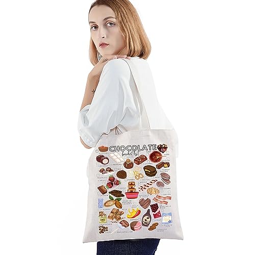 Bolso tote de lona marrón chocolate para mujeres, ideal como regalo temático de chocolate miniatura 4