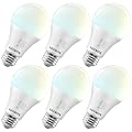 LUXRITE A19 LED Light Bulb 100 Watt Equivalent, CRI90, 5CCT Selectable 2700K 3000K 3500K 4000K 5000K, Dimmable, 1600LM, Standard LED Light Bulbs 15W, E26 Medium Base, ETL - Indoor Outdoor (6 Pack)