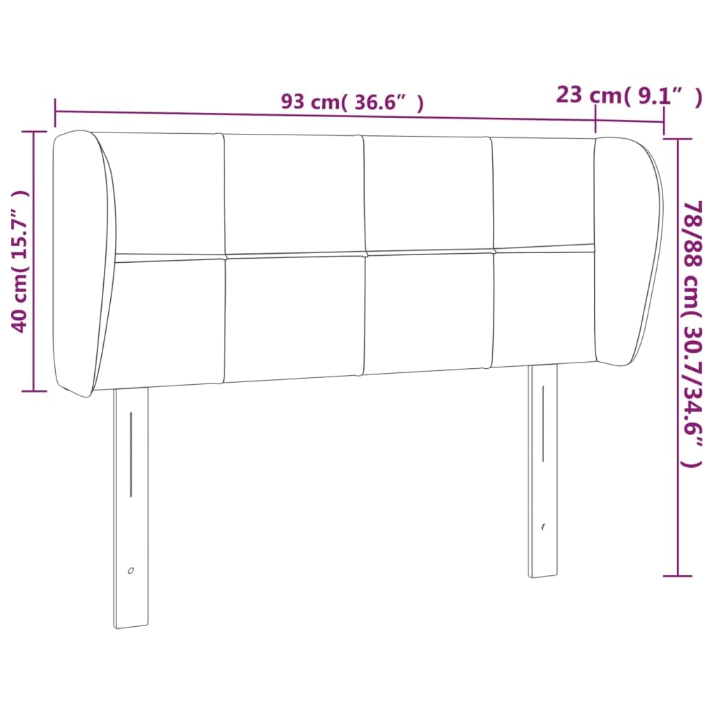 Tête de Lit avec Oreilles Excellent Soutien du Dos Décoration Intérieure Meuble de Chambre à Coucher Design Moderne et Élégant Noir 93x23x78/88 cm
