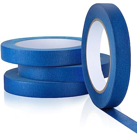 UMETDO Blue Painters Tape Masking Tape Bulk, Blue Tape for Painting Automotive Walls, Paint for Indoors & Outdoors, 0.7 inch Wide x 50 Yards, 200 Yard in Total Cover