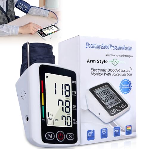 Upper Arm Blood Pressure Monitor, HOVCEH Digital Blood-Pressure Machine with Arm Cuff, Smart Bp Monitor for Home Use, Hypertension Machine with Voice Broadcast & Dual User Mode 2 x 99 Memories