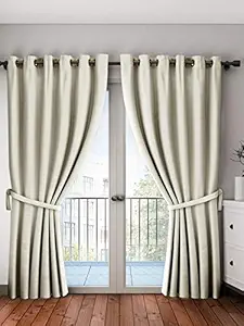 Home Sizzler Blackout Eyelet Polyester Long Door Curtain, 9ft, Cream,1 Piece