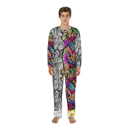 Pyjama homme manches longues confortable imprimé cerveau