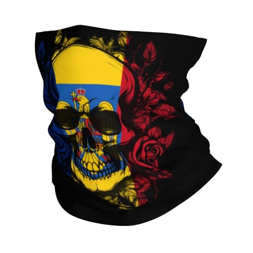 Romania Romanian Rumanian Flag Skull Neck Gaiter Balaclava Face Mask for Men Women Patriotic Design Seamless Bandana Cover Scarf Headwear Headband Head Wrap White2