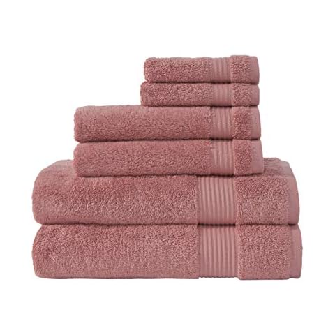 Classic Turkish Towels - 6 Piece Luxury Bathroom Towels Set - 100% Cotton, Quick Dry, Soft and Super Absorbent - 2 Bath Towels, 2 Washcloths and 2 Hand Towels (Coral) Cover