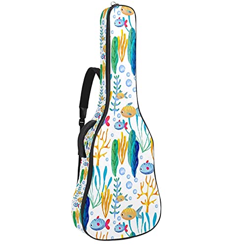 Housse de guitare électrique souple motif poisson corail et sangle double réglable