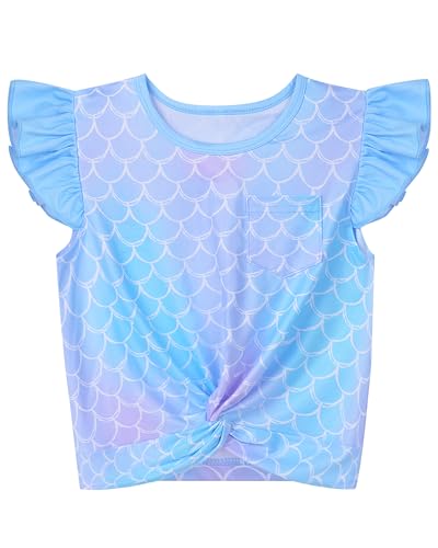 Girls Shirts Cute Summer Short Sleeve T Shirt for Little Girl Unicorn Mermaid Blouse Tunic Tee Tops for 3-8 Years