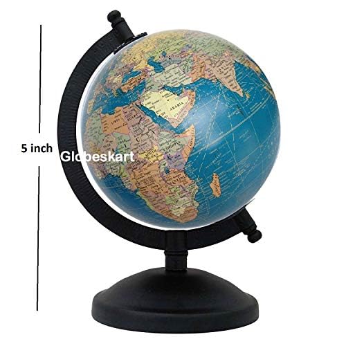 Globeskart POLITICAL GLOBE (5 inches), UNBREAKABLE METAL ARC AND BASE (Sky Blue Laminated) 1