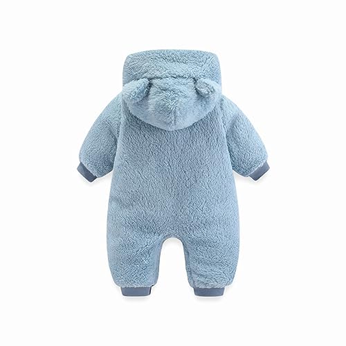 Baby Girl Boy Fleece Thicken Romper Winter Plush Jumpsuit Long Sleeve Bear Ear Hooded Zipper Onesie for Newborn3