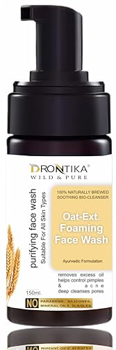 Image of Drontika Wild & Pure Oat Foaming Face Wash - 100% Natural Gentle Cleanser for Sensitive, Dry & Irritated Skin - Soothes, Hydrates & Softens - Sulfate-Free - 300ml