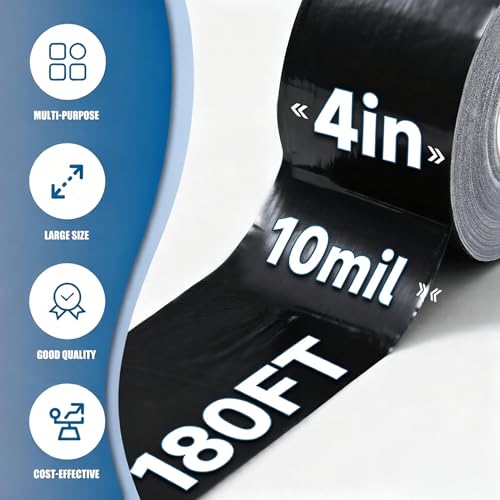Image of Black Waterproof Repair Tape 4 Inch x 180 Ft (Pack of 2)
