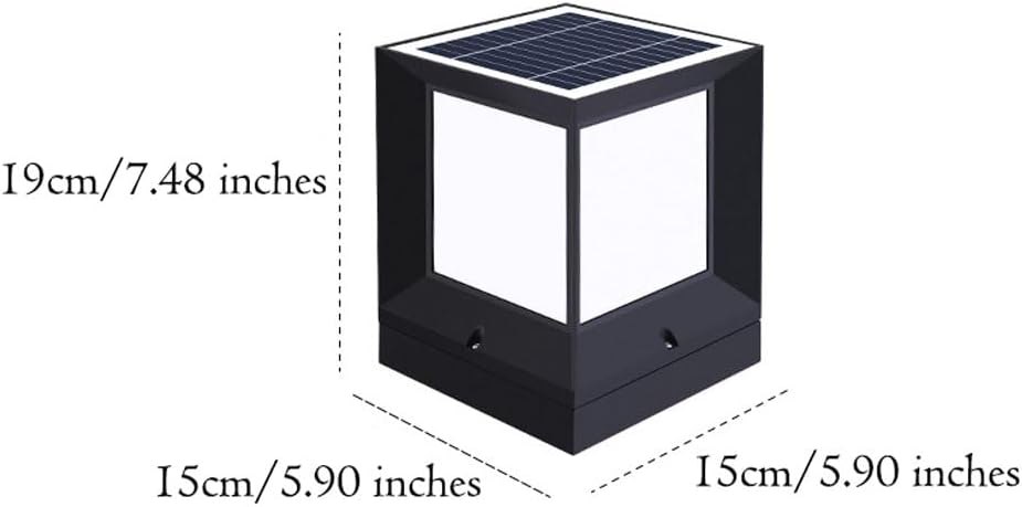 Light Controlled Solar Outdoor Remote Control LED Column Headlight IP65 Waterproof Pillar Lamp Courtyard Garden Park Villa Gate Lawn Fence Light