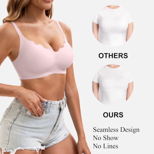 Image of Womens Seamless Tshirt Jelly Bras 3 Pack Wireless Comfy Bralettes