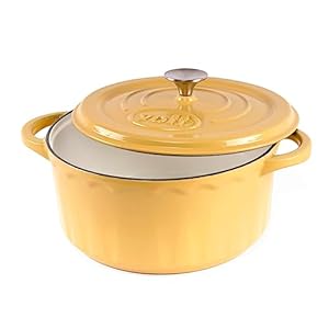Enameled Cast Iron Dutch Oven – 6 Qt Dutch Oven Pot with Lid, Long-Lasting Enamel Dutch Oven for Bread Baking, Non-Stick Bread Dutch Oven, Enamel Cast Iron Cookware – Yellow Dutch Oven 6 Quart