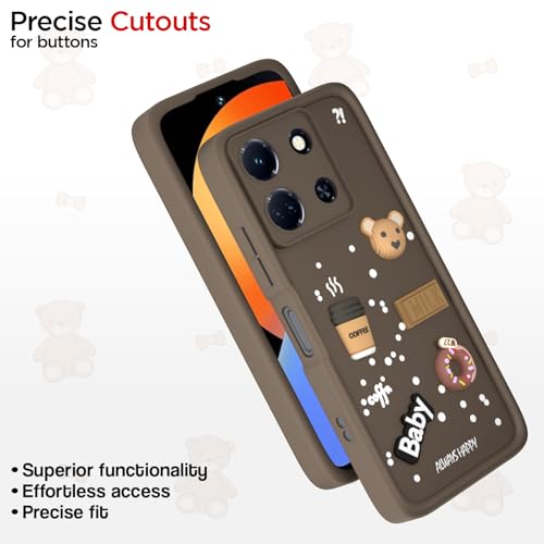 Image of Outlouders Back Cover for Infinix Note 30 5G | Cute Fun Cartoon 3D Bear Silicone | Full Body Protection Bumper Case (Brown)