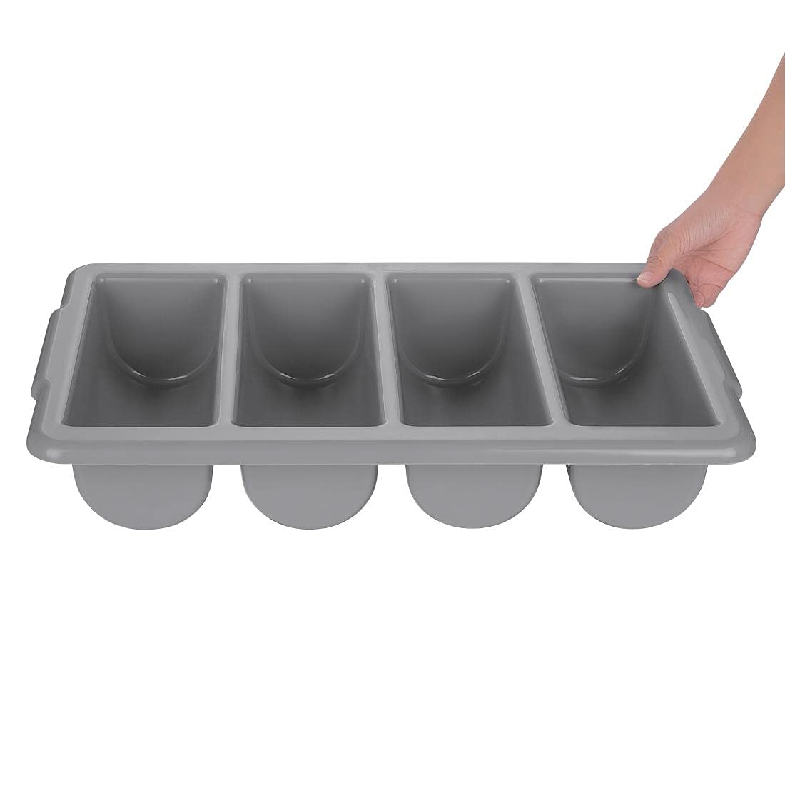 Olympia Kristallon Stapelbarer Besteckkasten aus Kunststoff – groß, grau, Größe: 100 (H) x 530 (B) x 325 (T) mm, spülmaschinenfest, J850 (Packung mit 2)