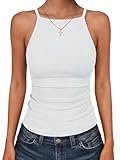 ANRABESS Womens Camis Spaghetti Straps Tank Tops High Square Neck Sleeveless Racerback Camisole Shirts Summer Basic Tee White Medium