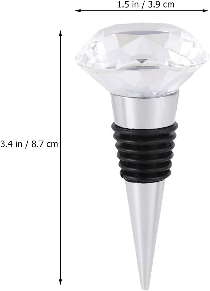 Crystal Clear Gemstone Bottle Stopper with Metal and Food-grade Silicone, 40mm Cork Plug for Red Wine Bottles, Reusable Party and Home Bar Accessory