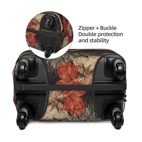 Raccoon With Flowers Roses Its Head Elastic Travel Luggage Covers Dustproof Scratch-Resistant Suitcase Protector Fit 22-24 Inch2