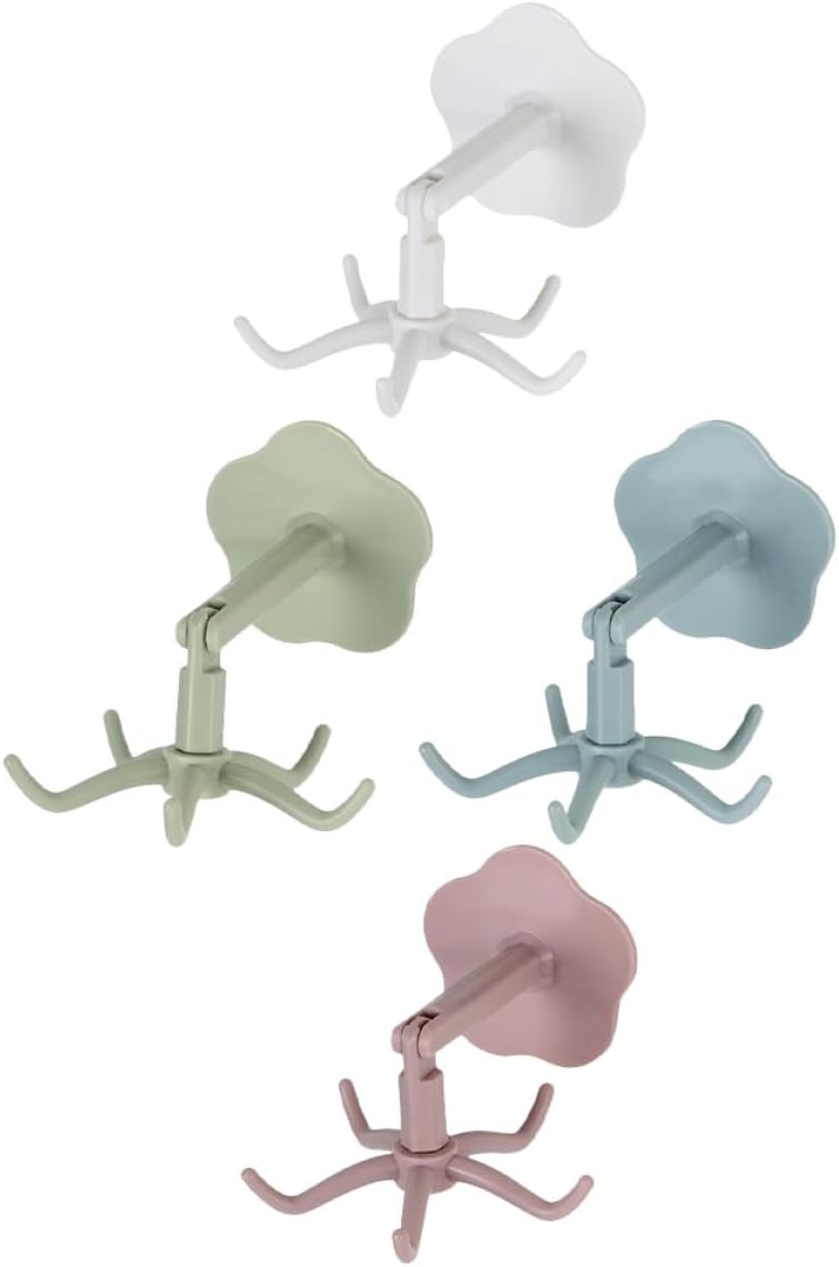 4 Pcs Hair Scrunchies Holder Wall Hooks Rotatable Hair Accessories Organizer Rack with Hooks for Scrunchies and Headbands Multi-Colored Collection for Bedroom Or Bathroom Storage
