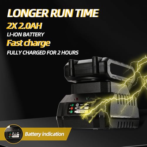 300N.m Cordless Impact Wrench, 21V Torque Power Impact Driver, 1/2" Brushless Impact Gun with 2*2.0Ah Batteries with 19 Accessories, Electric Impact Motor Variable Speeds for home installation (Blue) - Image 5