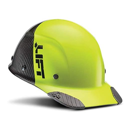 LIFT Safety DAX Fifty 50 Carbon Fiber Cap Style Hardhat ANSI Compliant 6 Point Upgraded Suspension Triple Reinforced Crown, Class C (Hi Viz Yellow - Carbon Fiber)