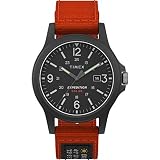 Timex メンズ エクスペディション アカディア ソーラー式 40mm 腕時計, オレンジ/ブラック, モダン