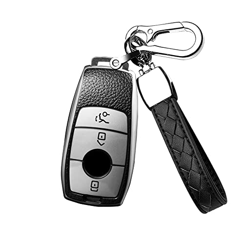 Coque de clé Mercedes en cuir TPU argenté pour Benz Classe E C S A