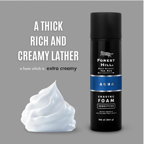 Image of Forest Hill Pack of 10 Aqua Shaving Foam For Men,Goodness of Olive & Argan Oil,Mulberry,Rosemary & Peppermint Extract,Prevent Cuts & Burns,Rich Lather,Cooling Hydrating Formula (Each 264g)