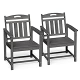 Ciokea HDPE Outdoor Patio Dining Chairs Set of 2, All-Weather Porch Chair with...