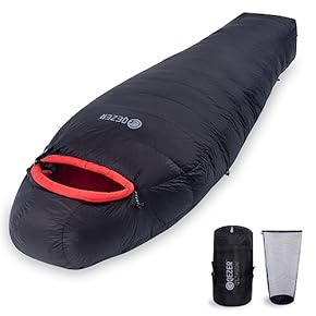 マミー型 寝袋　シュラフ ブラック　400g ご希望の方に寝袋インナープレゼント】 寝袋 シュラフ ダウン