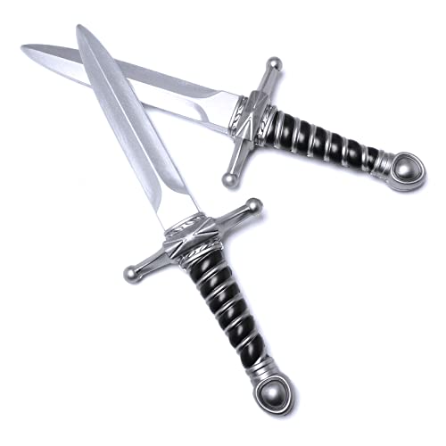 15" Foam Short Sword Prop, Dark Assassin Dagger for Costume Accessory, 2 Pack