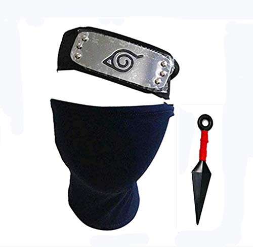 Leaf Village Ninja Headband and Ninja Kakashi Mask and Ninja kunai Cosplay Kakashi Ninja Accessories