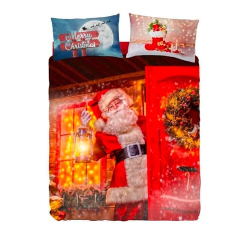 Bassetti Imagine Completo Copripiumino Una Piazza e Mezza, Copripiumone 100% Cotone Christmas Stampa Digitale Alta Definizione, Sacco Piumone, Lenzuolo sotto con angoli, federa