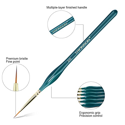 Transon 10pcs Fine Detail Miniature Art Painting Brush Set for Acrylic Watercolor Craft Rock Face Painting Green