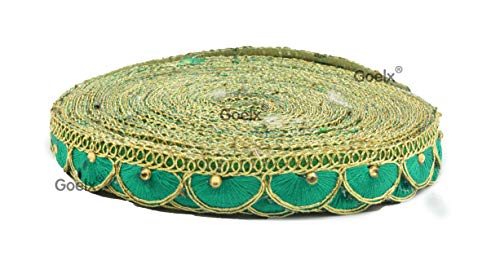 Goelx Pankh Zari Lace 8 mtr for Dresses, Sarees, Lehenga, Borders, Bags, Art & Craft and All Decoration Works (2 cm Wide)