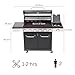 BBQ Kingdom 6+1 Burner Gas BBQ Grill with Side Burner, Black and Silver Large Outdoor Barbecue with Storage Cabinet, Warming Rack, Removeable Grease Tray, Cover, Thermometer, Adapter and Hose